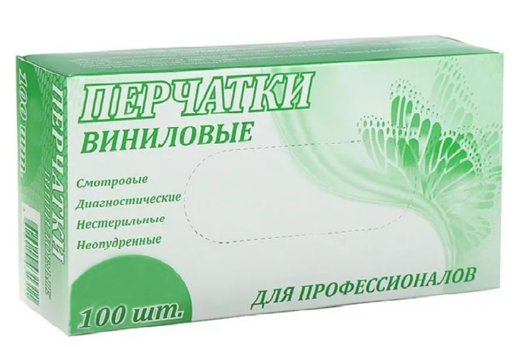 Перчатки виниловые M, смотровые прозрачные , LINGER