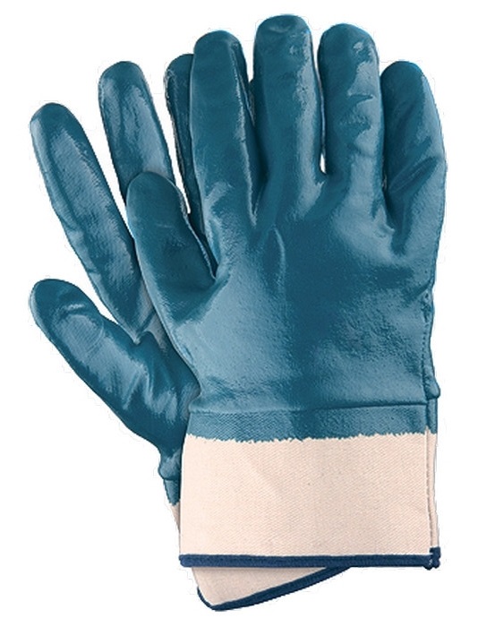 Перчатки нейлоновые с манжетом с нитриловым обливом бензостойкие водонепроницаемые