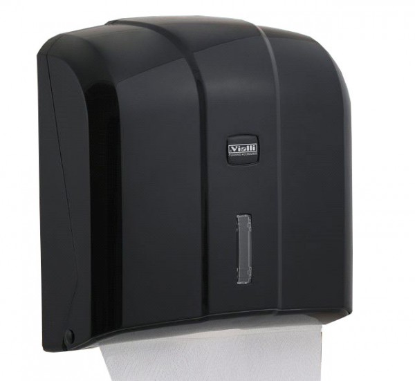 Диспенсер для листовых полотенец V-сложения под 2 пачки, ABS-пластик черный VIALLI Артикул K4B