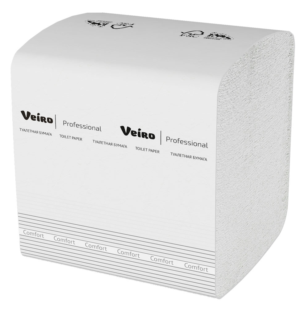 Туалетная бумага Veiro листовая 2 слоя белая 250 листов Comfort 21*10,8 (TV201)