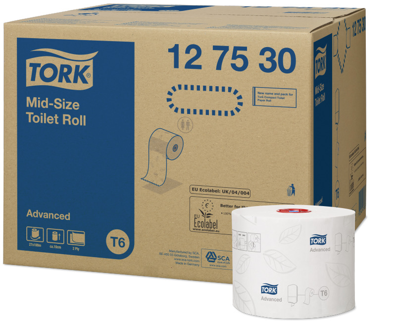 Tork туалетная бумага Advanced Mid-size в миди рулонах 2 сл 100 м белая Артикул 127530
