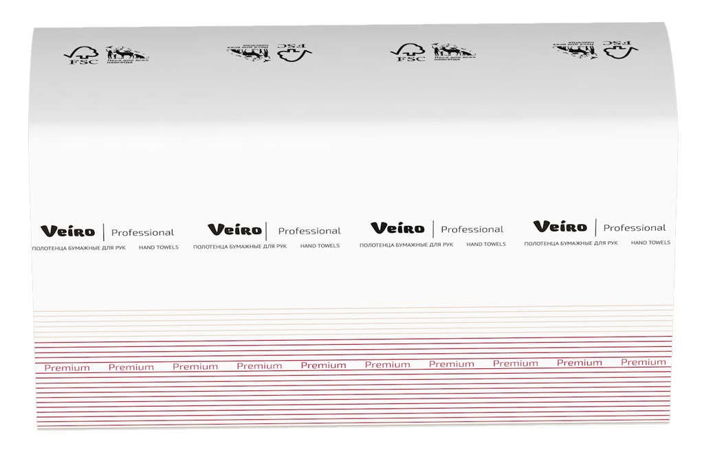Полотенца для рук Veiro листовые Z-сложение 2 слоя белые 200 листов Premium 24*21,6 см