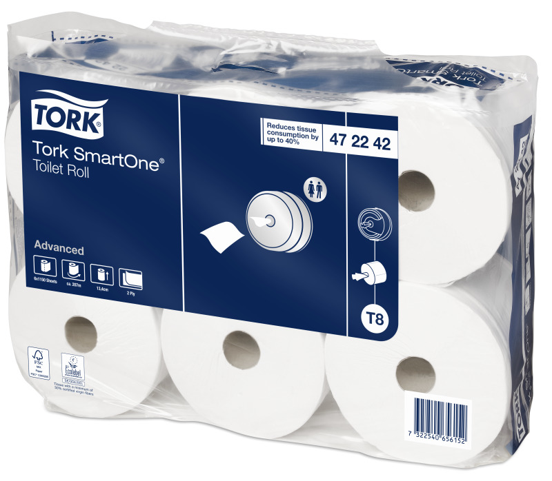 Tork SmartOne туалетная бумага Advanced в рулонах 2 сл 207 м белая Артикул 472242