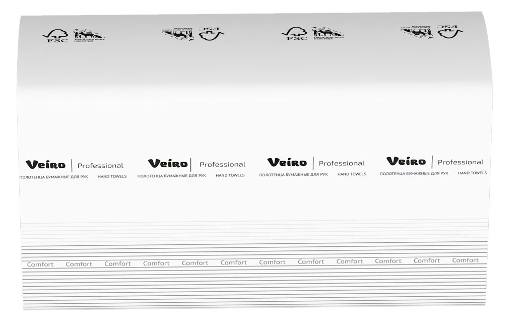 Полотенца для рук Veiro листовые W-сложение 2 слоя белые 150 листов Comfort 32*21,6 см (KW208)