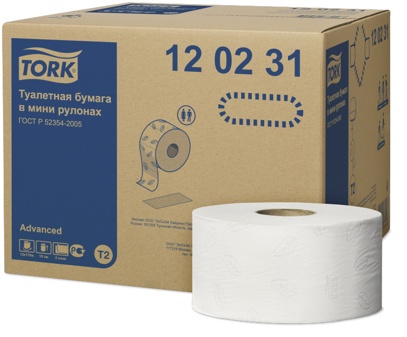 Tork туалетная бумага Advanced в мини рулонах 2 сл 170 м белая Артикул 120231