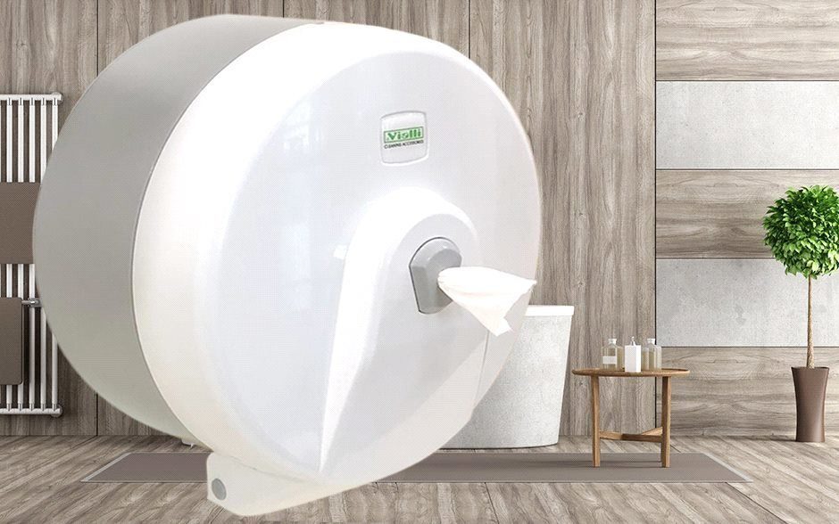 Диспенсер для туалетной бумаги с центральной вытяжкой, ABS-пластик белый VIALLI (К9)