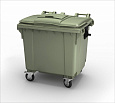 Евроконтейнер для мусора 1100 л с крышкой в крышке на колесах Ай-пласт (22.C19)